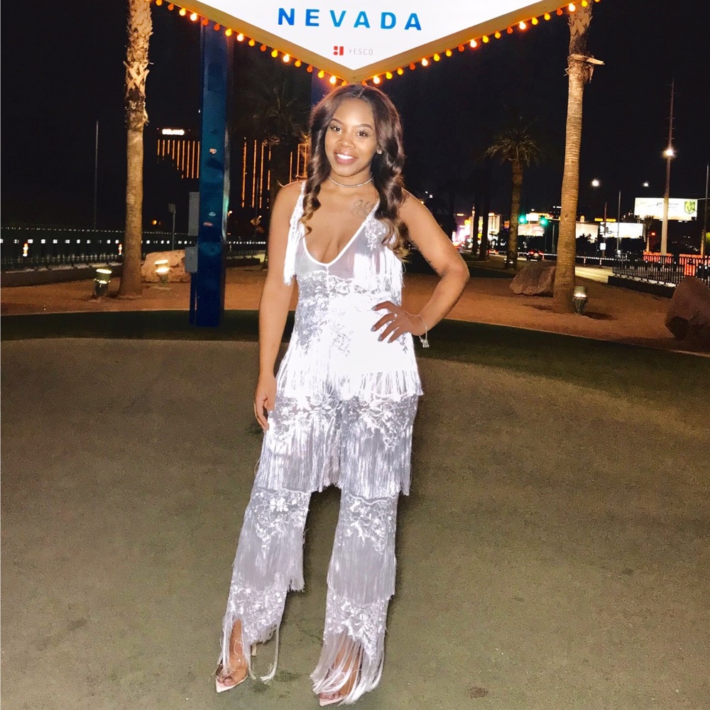 White Fringe Jumpsuit